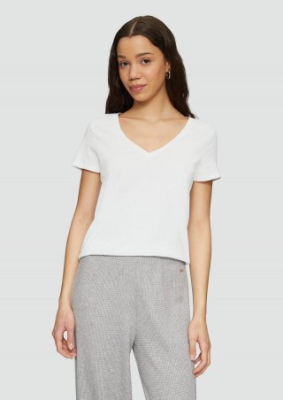 s.Oliver Baumwollshirt mit V-Ausschnitt - weiß s.Oliver Baumwollshirt mit V-Ausschnitt - weiß