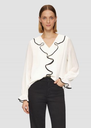 s.Oliver Chiffon-Bluse mit Rüschen-Besatz - ecru s.Oliver Chiffon-Bluse mit Rüschen-Besatz - ecru