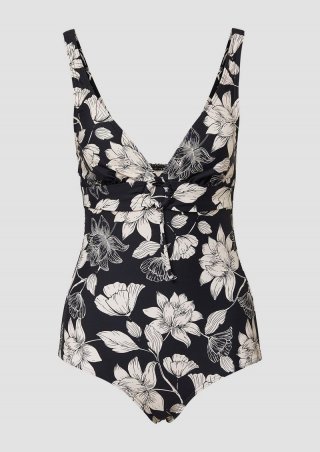 s.Oliver Floral gemusterter Badeanzug - schwarz s.Oliver Floral gemusterter Badeanzug - schwarz