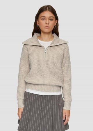 s.Oliver Strickpullover mit Troyer-Kragen - helles beige s.Oliver Strickpullover mit Troyer-Kragen - helles beige