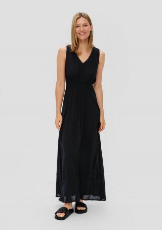 s.Oliver Langes Strandkleid aus Crêpe - schwarz s.Oliver Langes Strandkleid aus Crêpe - schwarz