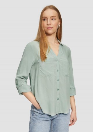 s.Oliver Viskosebluse mit Turn-up und aufgesetzten Taschen - salbeigrün s.Oliver Viskosebluse mit Turn-up und aufgesetzten Taschen - salbeigrün
