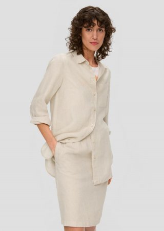 s.Oliver Lange Hemdbluse aus Leinen - beige s.Oliver Lange Hemdbluse aus Leinen - beige