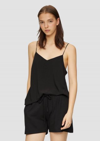 s.Oliver Bluse aus Satin mit V-Neck - schwarz s.Oliver Bluse aus Satin mit V-Neck - schwarz