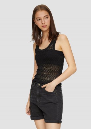 s.Oliver Transparentes Feinstrick-Top mit Ajourmuster - schwarz s.Oliver Transparentes Feinstrick-Top mit Ajourmuster - schwarz