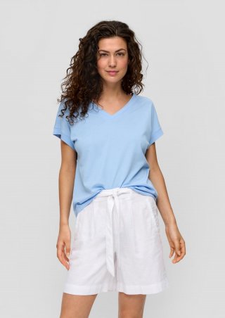 s.Oliver Relaxed-Fit-Shirt mit V-Ausschnitt und gekreuztem Riemen-Detail am Rücken - himmelblau s.Oliver Relaxed-Fit-Shirt mit V-Ausschnitt und gekreuztem Riemen-Detail am Rücken - himmelblau
