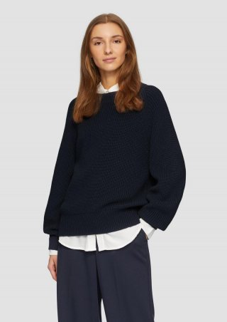 s.Oliver Strickpullover mit Raglan-Ärmeln und Rippbündchen - navy s.Oliver Strickpullover mit Raglan-Ärmeln und Rippbündchen - navy