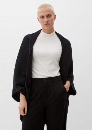 s.Oliver Poncho aus Baumwollmix - schwarz s.Oliver Poncho aus Baumwollmix - schwarz