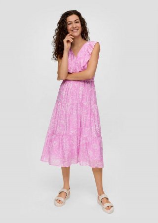 s.Oliver Gemustertes Kleid aus Viskosemix mit Rüschendetails - rosa s.Oliver Gemustertes Kleid aus Viskosemix mit Rüschendetails - rosa