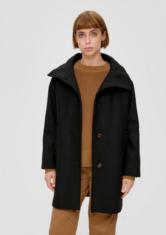 s.Oliver Twill-Mantel aus Wollmix - schwarz s.Oliver Twill-Mantel aus Wollmix - schwarz