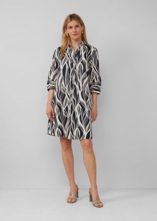 s.Oliver Kurzes Popeline-Kleid mit Print und Knopfleiste - navy s.Oliver Kurzes Popeline-Kleid mit Print und Knopfleiste - navy