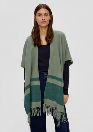 s.Oliver Poncho mit Streifenmuster - grün s.Oliver Poncho mit Streifenmuster - grün