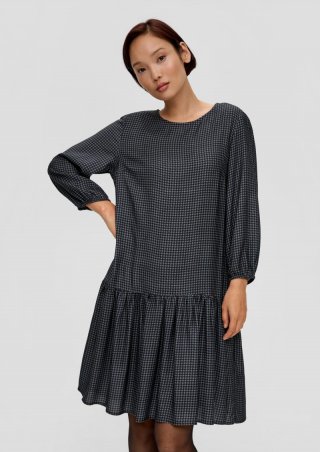 s.Oliver Kariertes Minikleid aus Viskosemix - dunkelblau s.Oliver Kariertes Minikleid aus Viskosemix - dunkelblau
