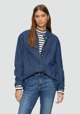 s.Oliver Jeans-Overshirt mit Knopfleiste und aufgesetzten Taschen - blau s.Oliver Jeans-Overshirt mit Knopfleiste und aufgesetzten Taschen - blau