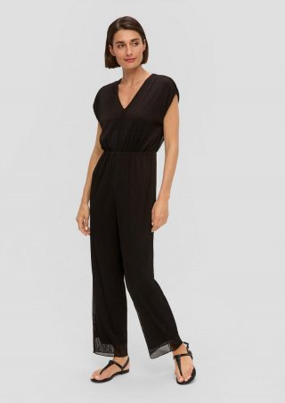 s.Oliver Plissierter Jumpsuit aus Mesh - schwarz s.Oliver Plissierter Jumpsuit aus Mesh - schwarz