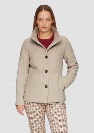 s.Oliver Twilljacke mit Strick-Stehkragen und Eingrifftaschen - beige s.Oliver Twilljacke mit Strick-Stehkragen und Eingrifftaschen - beige