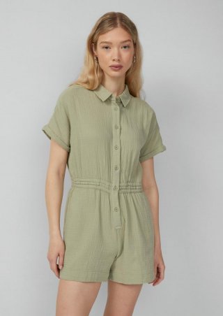 s.Oliver Musselin-Overall mit Elastikbund in der Taille - salbeigrün s.Oliver Musselin-Overall mit Elastikbund in der Taille - salbeigrün