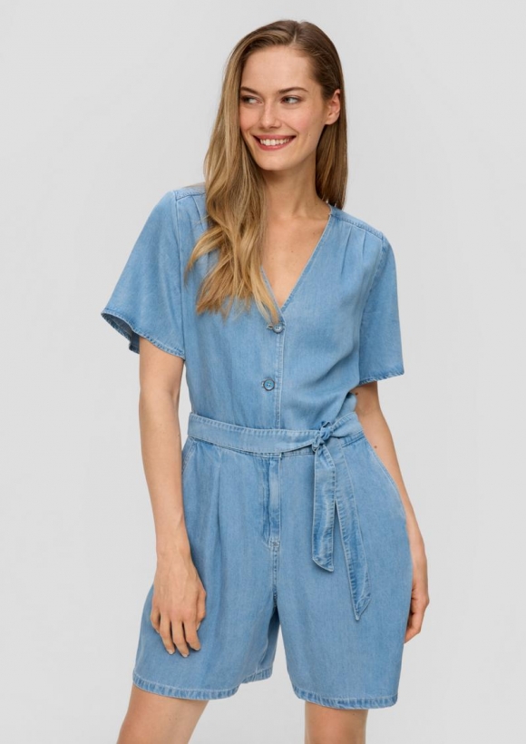 s.Oliver Jumpsuit im Denim-Look mit Bindegürtel - blau s.Oliver Jumpsuit im Denim-Look mit Bindegürtel - blau