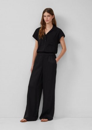 s.Oliver Twillhose mit Eingrifftaschen und Wide Leg - schwarz s.Oliver Twillhose mit Eingrifftaschen und Wide Leg - schwarz