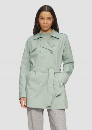 s.Oliver Kurzer Trenchcoat aus Baumwolle mit Gürtel - salbeigrün s.Oliver Kurzer Trenchcoat aus Baumwolle mit Gürtel - salbeigrün