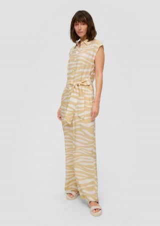 s.Oliver Ärmelloser Jumpsuit aus Viskose mit Bindegürtel - beige s.Oliver Ärmelloser Jumpsuit aus Viskose mit Bindegürtel - beige