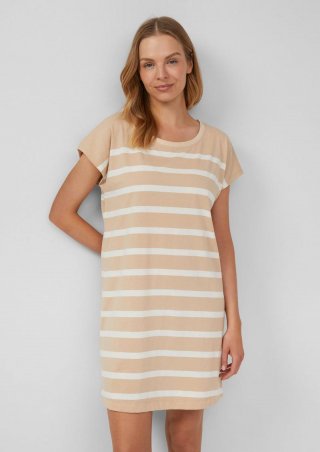 s.Oliver Gestreiftes Nachthemd aus Baumwollmix - beige s.Oliver Gestreiftes Nachthemd aus Baumwollmix - beige