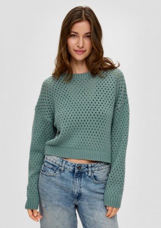 s.Oliver Strickpullover mit Lochmuster - helles petrol s.Oliver Strickpullover mit Lochmuster - helles petrol