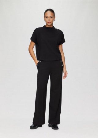 s.Oliver Wide-Leg-Hose mit Elastikbund und dekorativen Knöpfen - schwarz s.Oliver Wide-Leg-Hose mit Elastikbund und dekorativen Knöpfen - schwarz