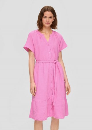 s.Oliver Baumwollkleid mit Raffung und Eingrifftaschen - rosa s.Oliver Baumwollkleid mit Raffung und Eingrifftaschen - rosa