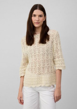 s.Oliver Ajour-Strickpullover mit 3/4-Ärmeln - natur s.Oliver Ajour-Strickpullover mit 3/4-Ärmeln - natur