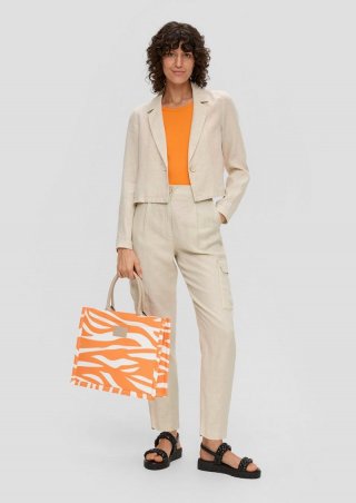 s.Oliver Super High Rise Leinenhose mit verkürztem Bein und Cargotaschen - beige s.Oliver Super High Rise Leinenhose mit verkürztem Bein und Cargotaschen - beige