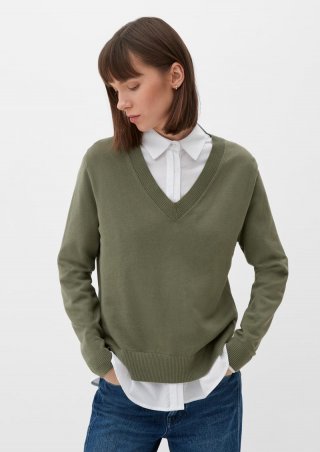 s.Oliver Feinstrickpullover aus Viskosemix - olivgrün s.Oliver Feinstrickpullover aus Viskosemix - olivgrün