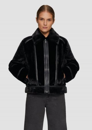 s.Oliver Jacke aus Web-Pelz im Biker-Stil - schwarz s.Oliver Jacke aus Web-Pelz im Biker-Stil - schwarz