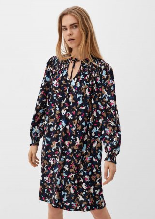 s.Oliver Viskosekleid mit Smok-Details - navy s.Oliver Viskosekleid mit Smok-Details - navy