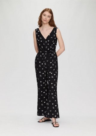 s.Oliver Ärmelloser Jumpsuit mit Eingrifftaschen und Bindeband - schwarz s.Oliver Ärmelloser Jumpsuit mit Eingrifftaschen und Bindeband - schwarz