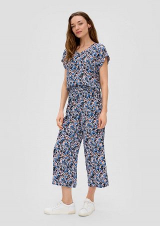 s.Oliver Gemusterte Wide Leg-Hose aus reiner Viskose - navy s.Oliver Gemusterte Wide Leg-Hose aus reiner Viskose - navy