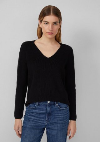 s.Oliver Strickpullover aus Baumwollmix mit V-Ausschnitt - schwarz s.Oliver Strickpullover aus Baumwollmix mit V-Ausschnitt - schwarz