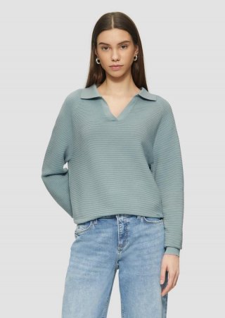 s.Oliver Strukturierter Pullover mit Polokragen - salbeigrün s.Oliver Strukturierter Pullover mit Polokragen - salbeigrün