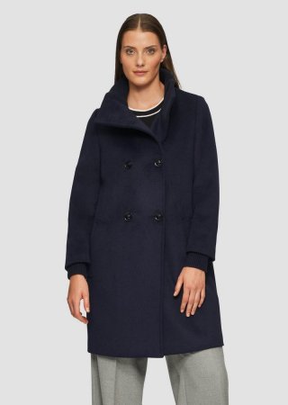 s.Oliver Wollmantel mit geripptem Stehkragen - navy s.Oliver Wollmantel mit geripptem Stehkragen - navy