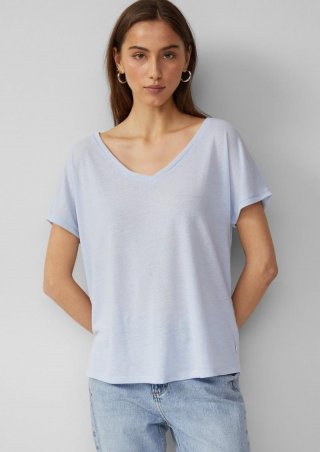 s.Oliver Locker geschnittenes T-Shirt aus Leinenmix - hellblau s.Oliver Locker geschnittenes T-Shirt aus Leinenmix - hellblau