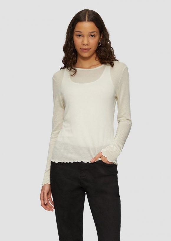 s.Oliver Jersey-Shirt mit Glitzergarn - beige s.Oliver Jersey-Shirt mit Glitzergarn - beige