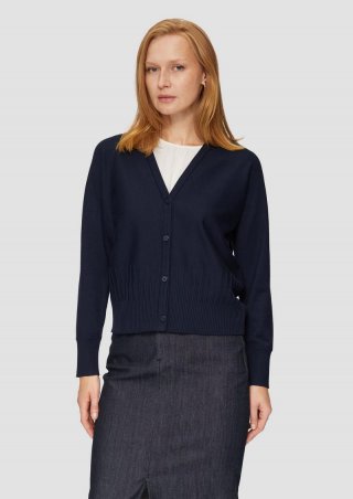 s.Oliver Strickjacke mit Strukturmuster am Saum - navy s.Oliver Strickjacke mit Strukturmuster am Saum - navy