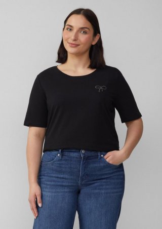 s.Oliver Jersey-T-Shirt mit Applikation - schwarz s.Oliver Jersey-T-Shirt mit Applikation - schwarz