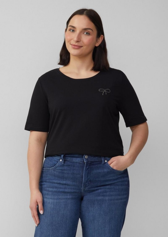 s.Oliver Jersey-T-Shirt mit Applikation - schwarz s.Oliver Jersey-T-Shirt mit Applikation - schwarz