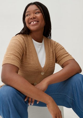 s.Oliver Strickjacke mit halben Ärmeln - sandfarben s.Oliver Strickjacke mit halben Ärmeln - sandfarben
