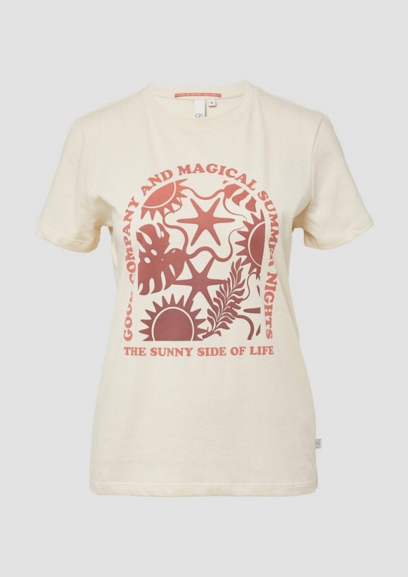 s.Oliver Baumwoll T-Shirt mit Frontprint - helles sand s.Oliver Baumwoll T-Shirt mit Frontprint - helles sand