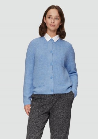 s.Oliver Strickjacke aus Alpakamix mit aufgesetzten Taschen - himmelblau s.Oliver Strickjacke aus Alpakamix mit aufgesetzten Taschen - himmelblau
