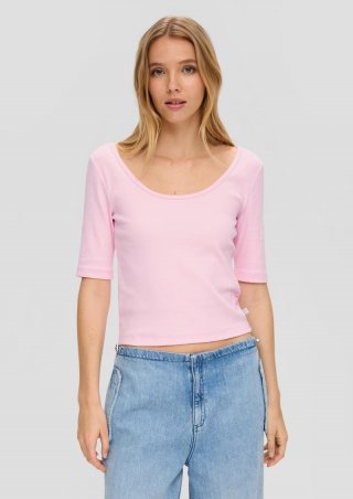 s.Oliver Rippshirt mit tiefem Rundhalsausschnitt - rosa s.Oliver Rippshirt mit tiefem Rundhalsausschnitt - rosa