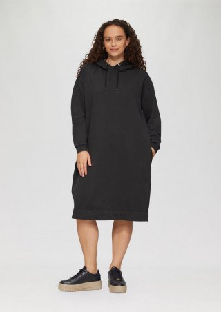 s.Oliver Sweatshirtkleid mit Kapuze und Eingrifftaschen - schwarz