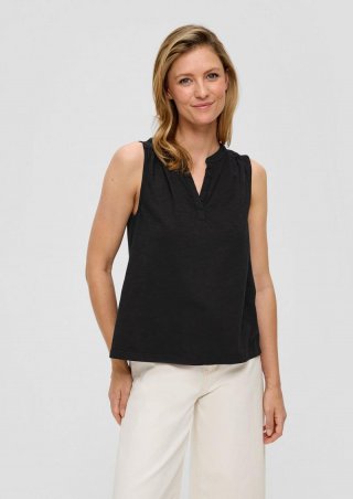 s.Oliver Ärmelloses Shirt mit Tunika-Ausschnitt und Garment Dye - schwarz s.Oliver Ärmelloses Shirt mit Tunika-Ausschnitt und Garment Dye - schwarz